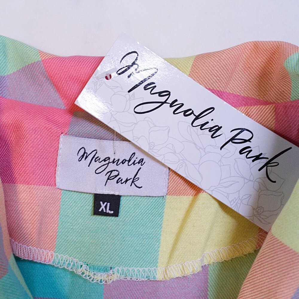 1950s Style Pastel Plaid Swing Dress with Cap Sleeve XL - Picture 12 of 12
